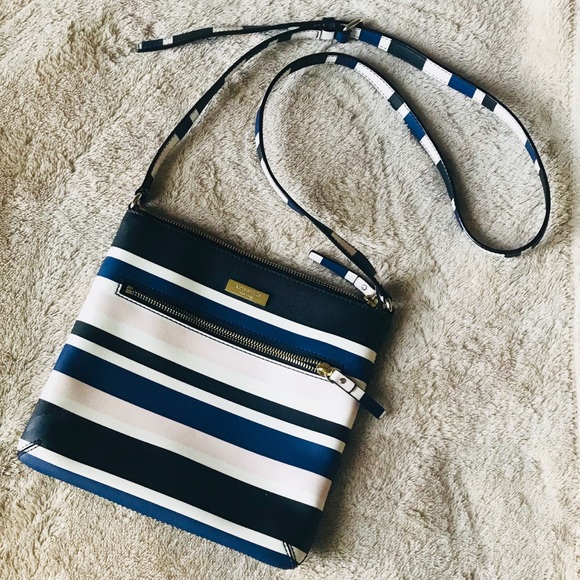 kate spade pink and blue striped purse